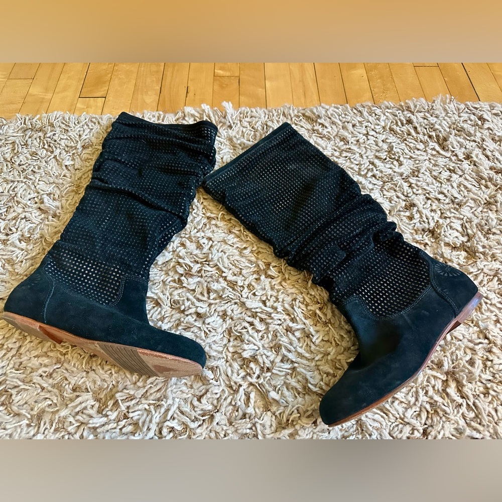 UGG Black Suede Heeled Boots